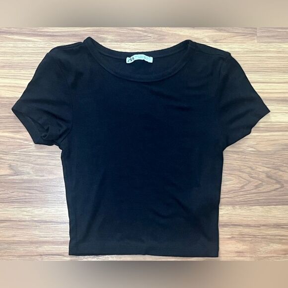 Zara Black Crop Top Size S - Picture 1 of 6